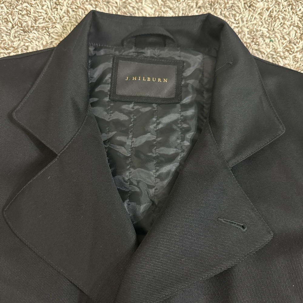 C322 J.Hilburn Custom Wool Driving Coat Black Men’s sz M Luxury Modern Overcoat - Picture 10 of 11